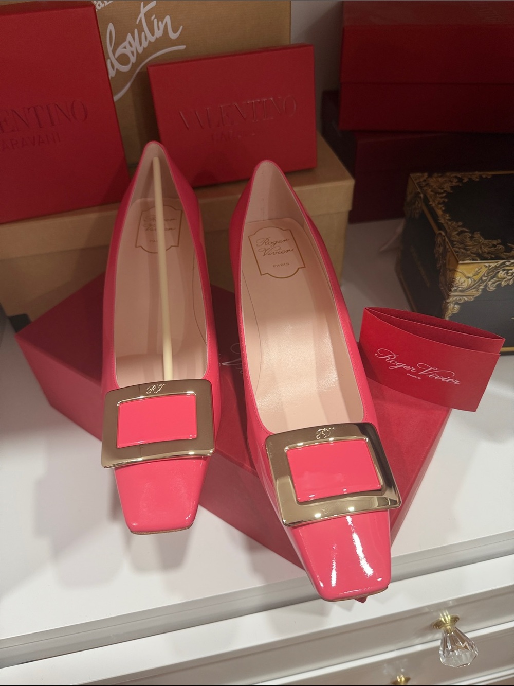 Roger Vivier Pink Patent Leather Buckle Pumps
